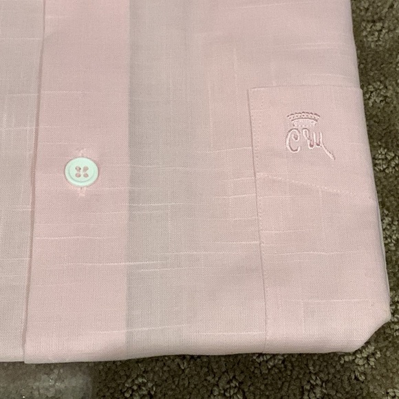 NWOT Vintage Countess Mara Pink Textured Short Sleeve Dress Shirt - Picture 2 of 6